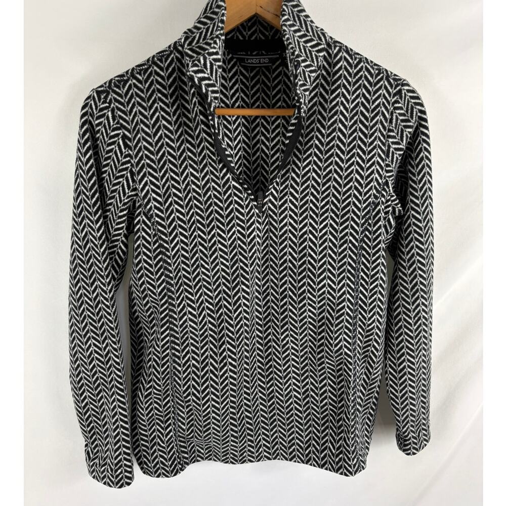 Lands End 1/4 Zip Herringbone Fleece Sweater Size XS